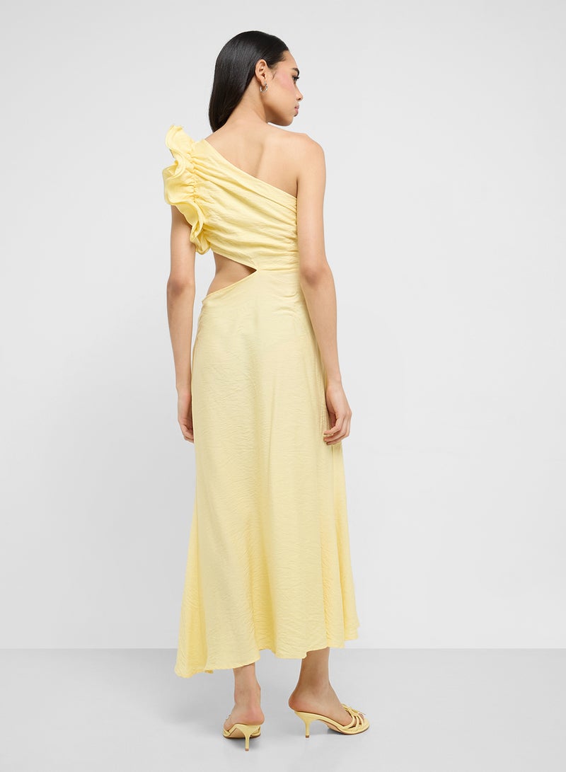 جينجر فستان كتف واحد بكشكشة - Image 2