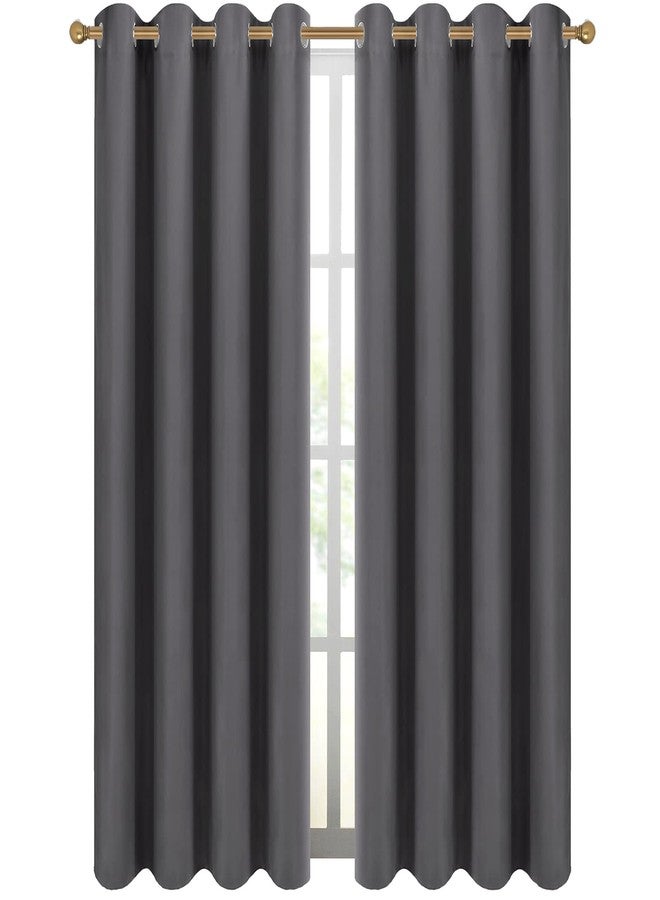 Diraysid Grey Grommet Blackout Curtains for Bedroom Thermal Insulated Room Darkening Curtains Drapes, 52 x 84, 2 Panels - Image 2