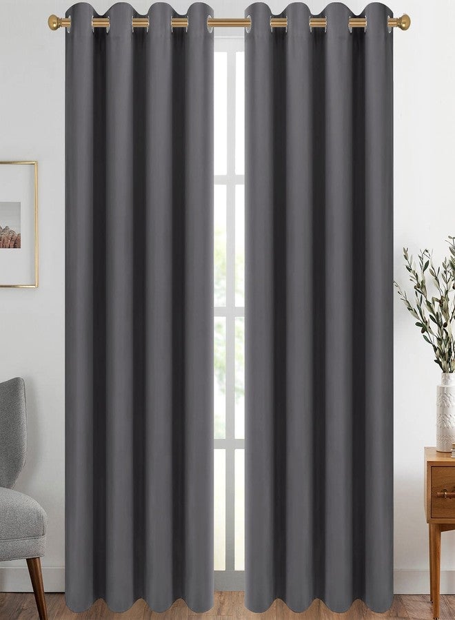 Diraysid Grey Grommet Blackout Curtains for Bedroom Thermal Insulated Room Darkening Curtains Drapes, 52 x 84, 2 Panels - Image 1