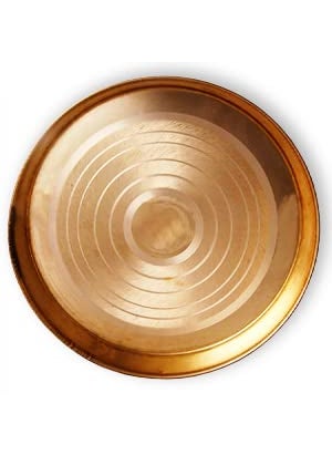 Brassvilla Brassvilla Pure Brass Dinner PlateThali Set for Pooja Serving Purpose Silver Touch Khomcha Design 28 cm Each 1 Piece  - Image 1
