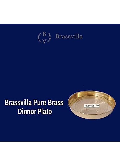 Brassvilla Brassvilla Pure Brass Dinner PlateThali Set for Pooja Serving Purpose Silver Touch Khomcha Design 28 cm Each 1 Piece  - Image 2
