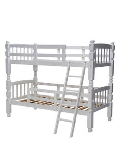 SILA SILA Furniture Wooden EF-8080-BR Bunk Bed Double Decker Bunker Bed, Made Solid Wood Heavy Duty Guard Rails Sturdy for Home, Baby Home, Apartment Studio Room - WHITE  - Image 1