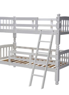 SILA SILA Furniture Wooden EF-8080-BR Bunk Bed Double Decker Bunker Bed, Made Solid Wood Heavy Duty Guard Rails Sturdy for Home, Baby Home, Apartment Studio Room - WHITE  - Image 2