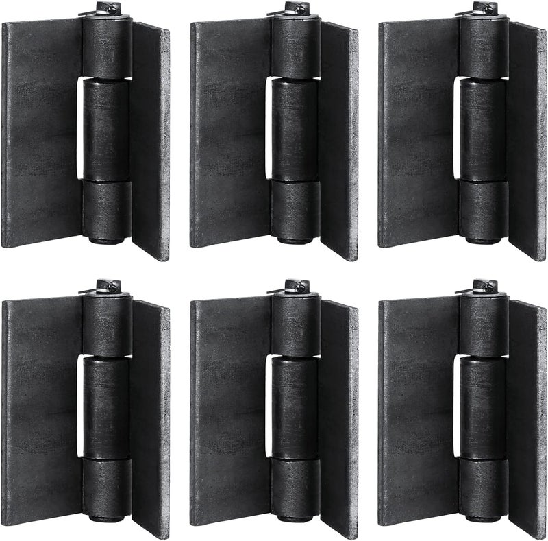 BlueDex 6 Pack Metals 4-3/8"x4-1/8” Heavy Duty Weldable Hinges -Thickness 5 mm Weld On Hinges - Solid Steel Butt Hinge Design for Heavy Gates & Doors - Corrosion & Rust Resistant - Image 1