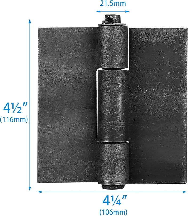 BlueDex 6 Pack Metals 4-3/8"x4-1/8” Heavy Duty Weldable Hinges -Thickness 5 mm Weld On Hinges - Solid Steel Butt Hinge Design for Heavy Gates & Doors - Corrosion & Rust Resistant - Image 3