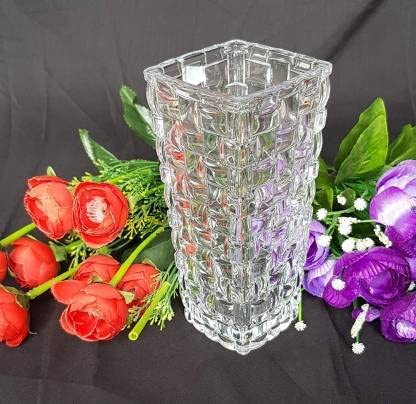 EZALLA Glass Dimond Cut Flower Vase Vase for Home Decore Hotel and Office Use Crystal Flower Vase Crystal Clear 8 Inch Dimond Cut Set of 1 - Image 3