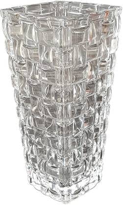 EZALLA Glass Dimond Cut Flower Vase Vase for Home Decore Hotel and Office Use Crystal Flower Vase Crystal Clear 8 Inch Dimond Cut Set of 1 - Image 1
