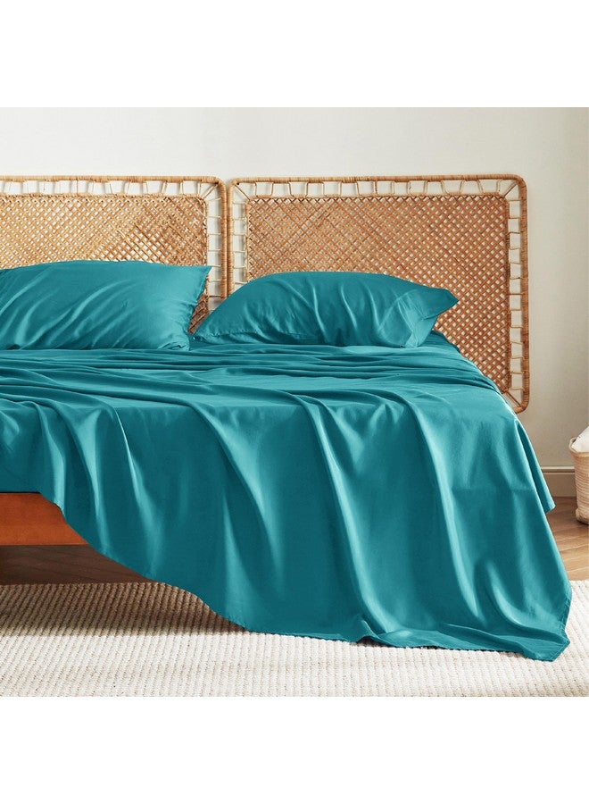 Bedsure Bedsure King Size Sheet Set, Cooling Sheets King, Rayon Derived from Bamboo, Deep Pocket Up to 16", Breathable & Soft Bed Sheets, Hotel Luxury Silky Bedding Sheets & Pillowcases, Turquoise  - Image 2