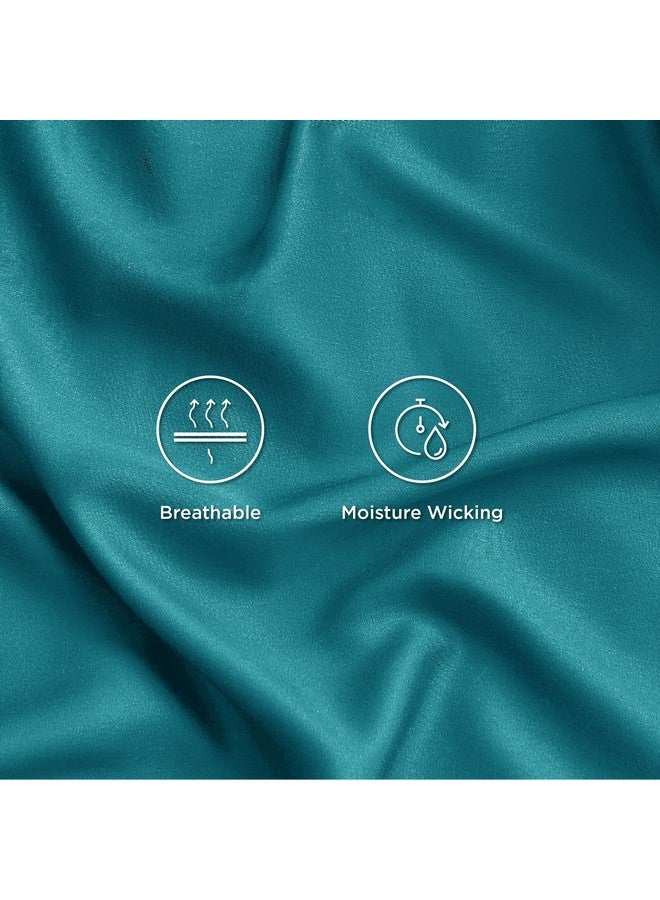 Bedsure Bedsure King Size Sheet Set, Cooling Sheets King, Rayon Derived from Bamboo, Deep Pocket Up to 16", Breathable & Soft Bed Sheets, Hotel Luxury Silky Bedding Sheets & Pillowcases, Turquoise  - Image 4