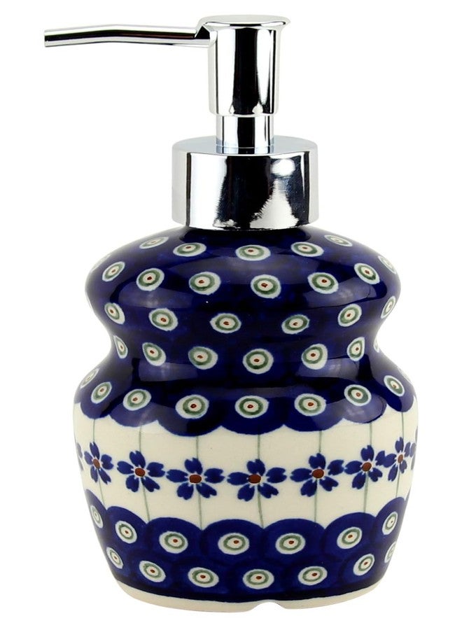 Polish Pottery Market Zaklady Boleslawiec Polish Pottery Market 11 oz. Handmade Soap Pump Dispenser with Stainless Steel Pump - Polish Stoneware Refillable Lotion Dispenser - Image 2