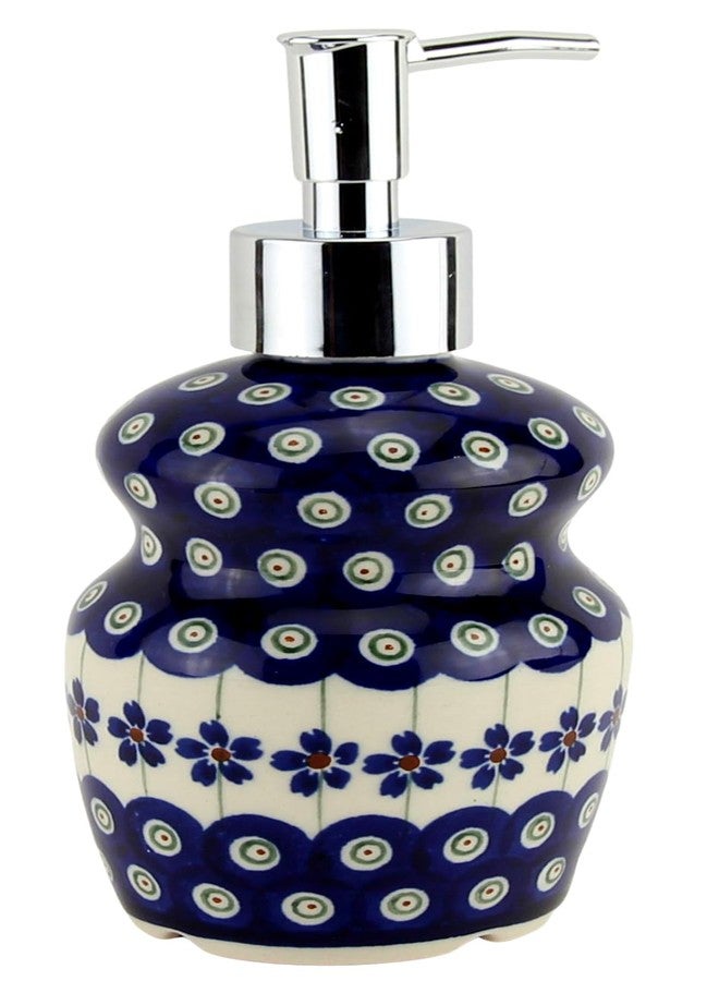 Polish Pottery Market Zaklady Boleslawiec Polish Pottery Market 11 oz. Handmade Soap Pump Dispenser with Stainless Steel Pump - Polish Stoneware Refillable Lotion Dispenser - Image 4