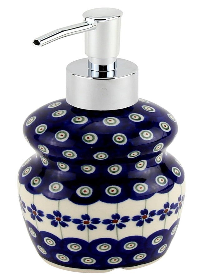 Polish Pottery Market Zaklady Boleslawiec Polish Pottery Market 11 oz. Handmade Soap Pump Dispenser with Stainless Steel Pump - Polish Stoneware Refillable Lotion Dispenser - Image 1