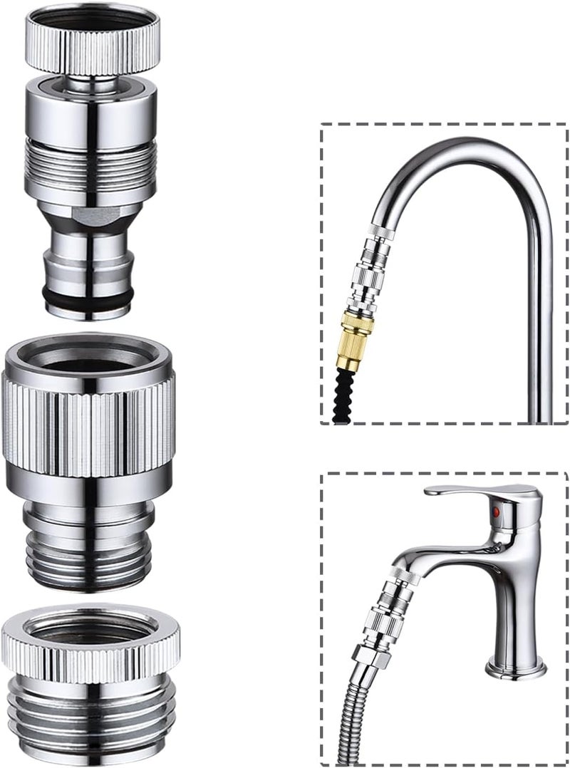 walkinginrain Kitchen Sink Faucet Quick Connector, Dishwasher Washer Snap Coupling Adapter, Faucet to Garden Hose Adapter for Bathroom Kitchen/Shower Hose/Garden Hose - Image 1
