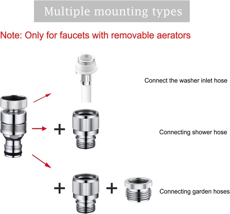 walkinginrain Kitchen Sink Faucet Quick Connector, Dishwasher Washer Snap Coupling Adapter, Faucet to Garden Hose Adapter for Bathroom Kitchen/Shower Hose/Garden Hose - Image 5