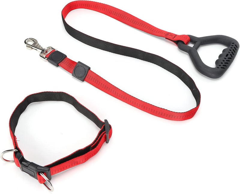 Heavy Duty Dog Leash with Adjustable Collar, Nylon and PP Material, 49.6 Inch Length for Small Medium Large Dogs - Comfortable Handle, Elastic Shock Absorption, Durable and Safe (Red) - Image 3
