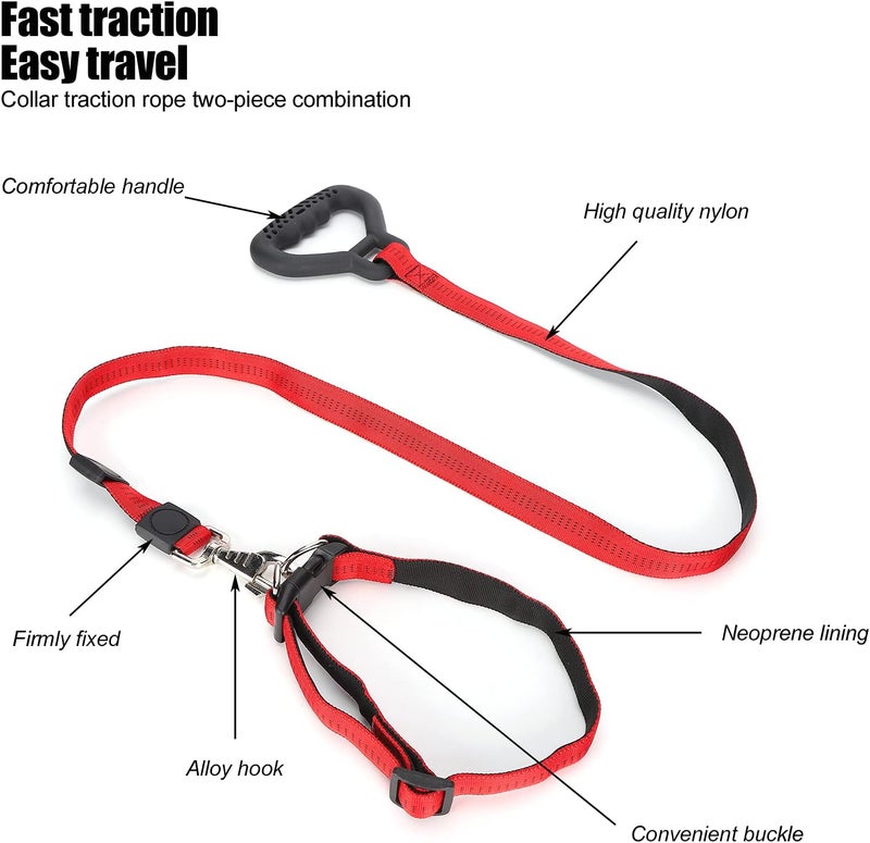Heavy Duty Dog Leash with Adjustable Collar, Nylon and PP Material, 49.6 Inch Length for Small Medium Large Dogs - Comfortable Handle, Elastic Shock Absorption, Durable and Safe (Red) - Image 5