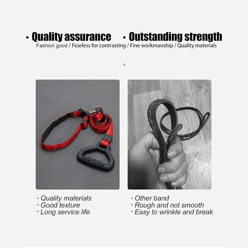 Heavy Duty Dog Leash with Adjustable Collar, Nylon and PP Material, 49.6 Inch Length for Small Medium Large Dogs - Comfortable Handle, Elastic Shock Absorption, Durable and Safe (Red) - Image 2