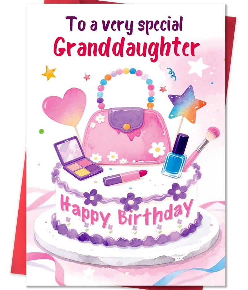 Beixian Granddaughter Birthday Card, Funny Birthday Card Gifts for Granddaughter from Grandma Grandpa-8x5.3 Inches, Double-Sided - Image 1