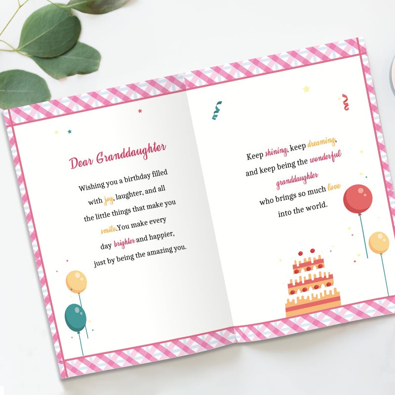 Beixian Granddaughter Birthday Card, Funny Birthday Card Gifts for Granddaughter from Grandma Grandpa-8x5.3 Inches, Double-Sided - Image 2