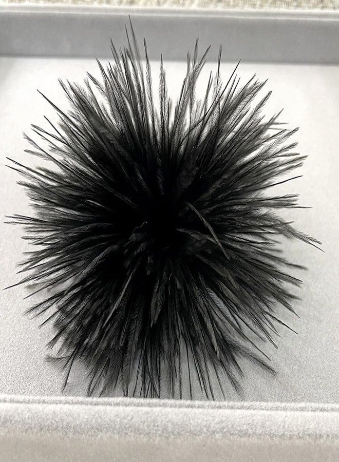 Eforcase بروش من ريش النعام من إيفوركيس، دبوس بروش أنيق، مشبك شعر، ربطة شعر، مناسب لقبعة ديربي وحفلات الكوكتيل - Image 2