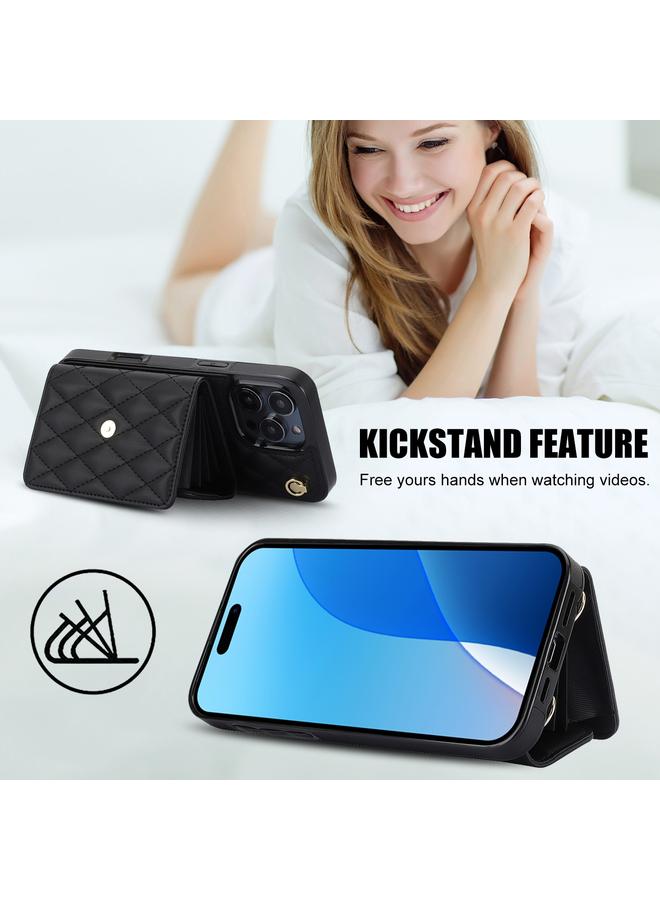 S-TOP Case For iPhone 16 Pro Max Crossbody Rhombic Horizontal Wallet Leather Phone Case - Image 3