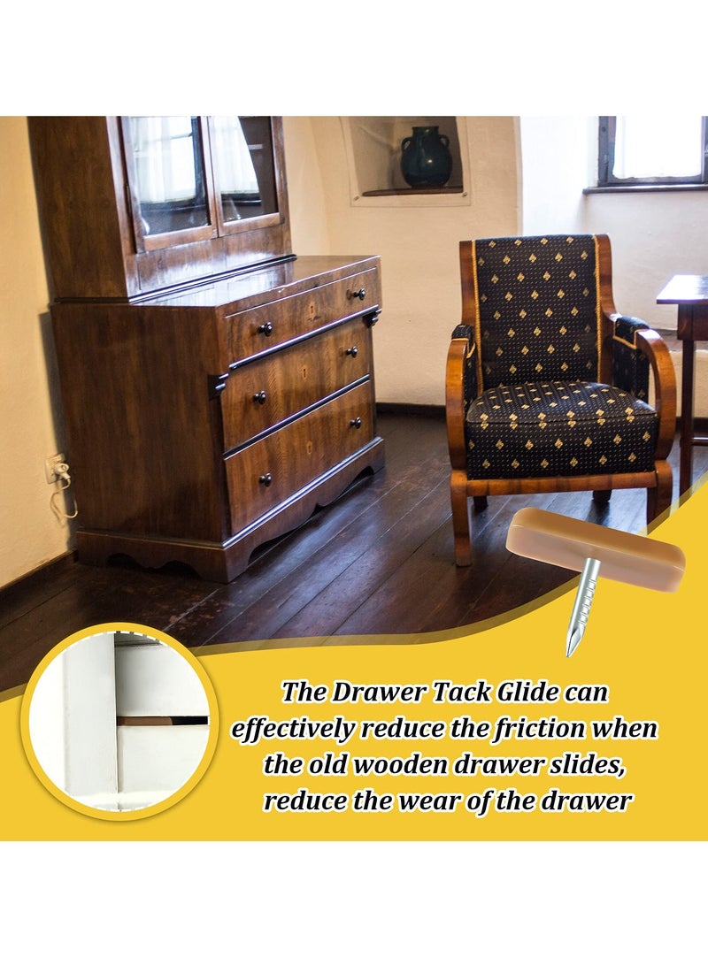 مزلقات أدراج Tack-in، مزلقات أدراج بنية لإصلاح الخزائن، تجعل جميع الأدراج تنزلق بسلاسة وبدون كفاءة، 60 قطعة - Image 4