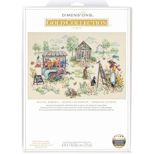 Dimensions 7035445 Gold Collection Blissful Moments Advanced Counted Cross Stitch Kit 16 x 11 18 Cnt Ivory Aida 5 Pieces
