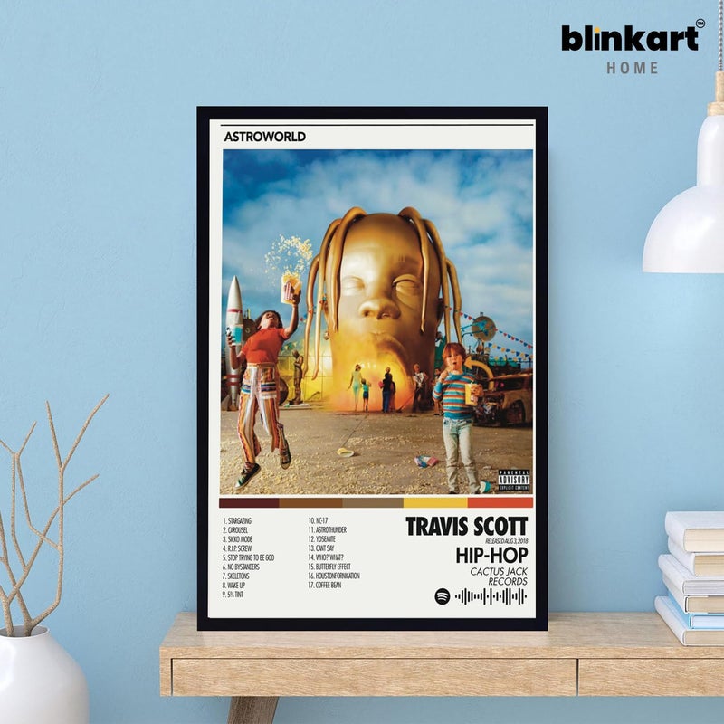 BLINKART BLINKART Travis Scott ASTROWORLD Music Album Songs Hanging Wall Art Work Photo Frames 13x10 inch Decor For Home Bedroom Living Room Aesthetics Spotify Song Link QR Code With Your Photo Frame  - Image 2