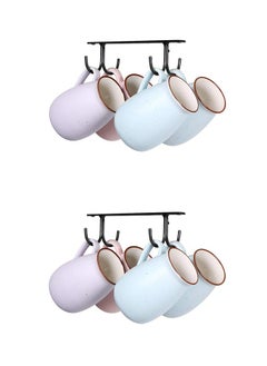 Excefore Mug Rack Under CabinetCoffee Cup Holder8 Mugs Hooks Under Shelf Display Hanging Cups Drying Hook for Bar Kitchen UtensilsBlack  - Image 1