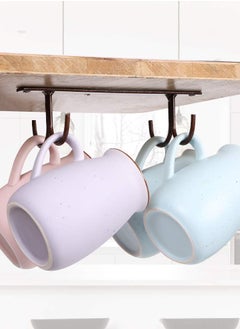 Excefore Mug Rack Under CabinetCoffee Cup Holder8 Mugs Hooks Under Shelf Display Hanging Cups Drying Hook for Bar Kitchen UtensilsBlack  - Image 2
