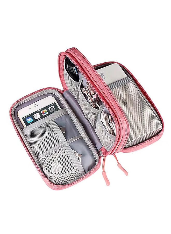Portable Electronic Organizer Cable Bag Small Procase Travel Tech Case Hard Drive Accessories Storage Carrying Cases Soft Carrying Pouch For Cord Charger Earphone Flash Drive Usb Sd Card Pink - Image 1