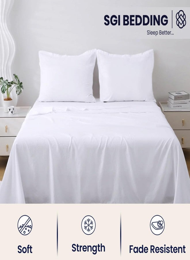 SGI bedding 100% Egyptian Cotton Sheets Twin Size - 600 Thread Count Sheets Set, Soft, Cooling, 16" Deep Pocket, Luxury Hotel Bedding, Breathable, Durable - White - Image 3