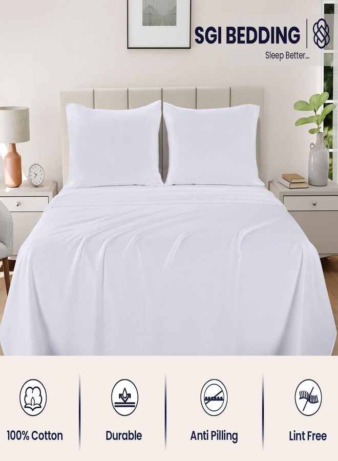 SGI bedding 100% Egyptian Cotton Sheets Twin Size - 600 Thread Count Sheets Set, Soft, Cooling, 16" Deep Pocket, Luxury Hotel Bedding, Breathable, Durable - White - Image 4