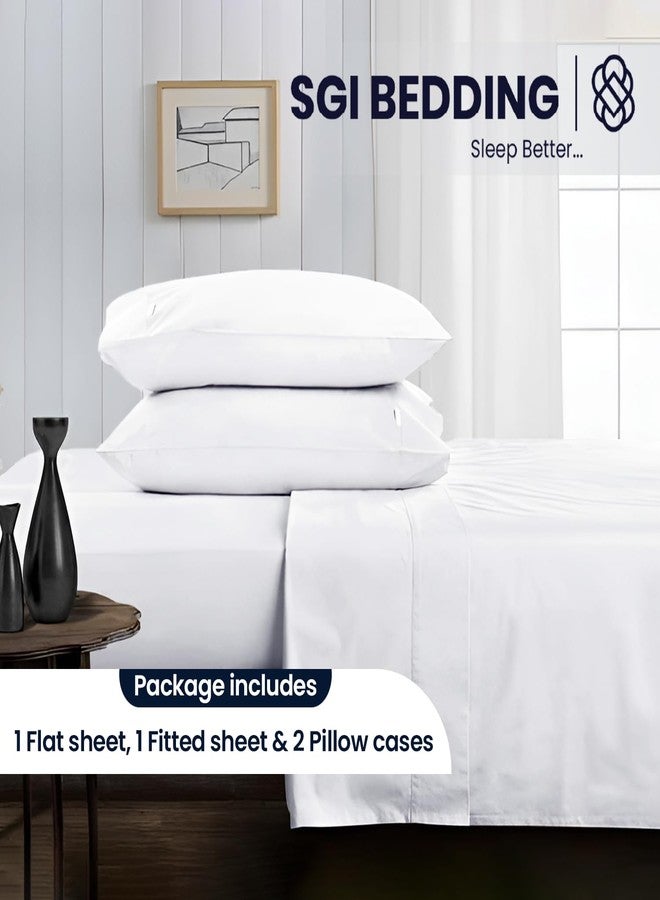SGI bedding 100% Egyptian Cotton Sheets Twin Size - 600 Thread Count Sheets Set, Soft, Cooling, 16" Deep Pocket, Luxury Hotel Bedding, Breathable, Durable - White - Image 2