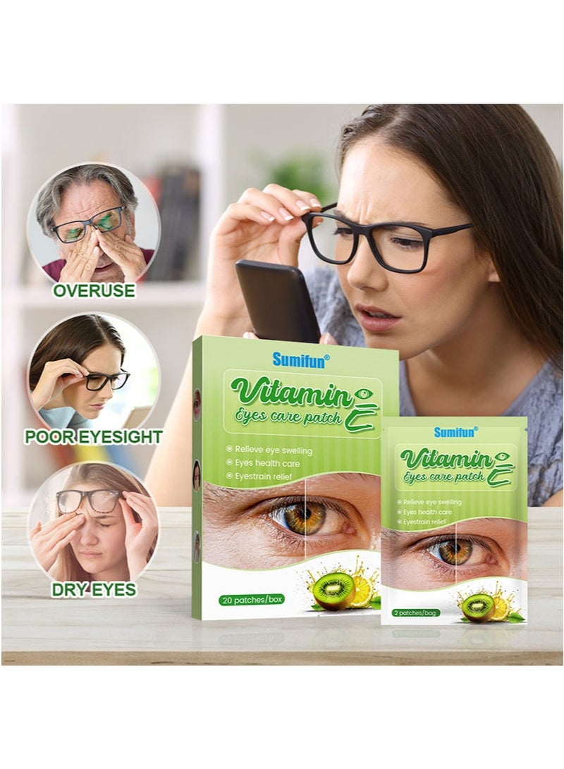 سوميفون 20 قطعة من رقعة فيتامين للعناية بالعين، لتخفيف تورم العين، العناية بصحة العين، تخفيف إجهاد العين، مناسبة لأولئك الذين يستخدمون أعينهم بشكل مفرط لفترة طويلة - Image 3