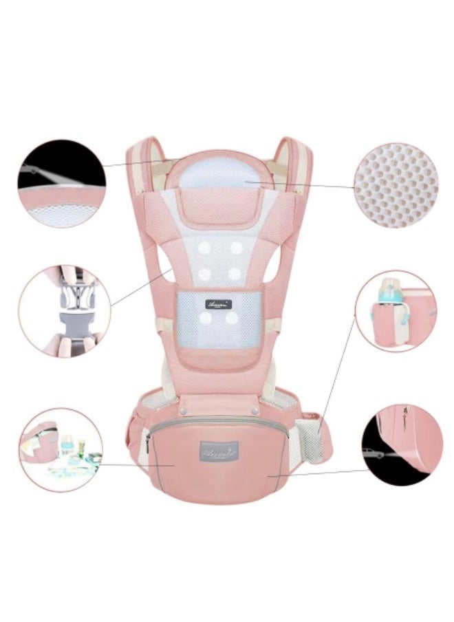 GGEROU Baby Wrap Carrier, Baby Hip Seat, All-In-One Baby Carrier, Lightweight and Breathable, Adjustable Baby Carrier,Pink  - Image 2