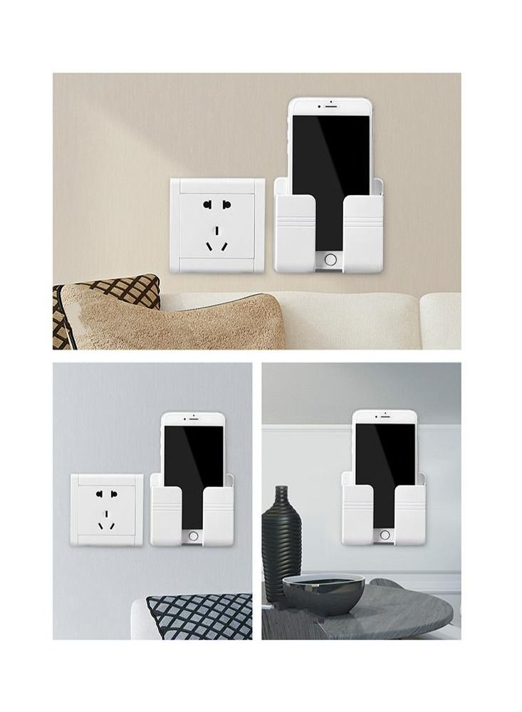HEXABEX Wall Mount Phone Holder and Remote Holder Wall with 3M Adhesive, Phone Charger Stand, Damage-Free Charging Dock, Remote Control Storage Box for Bedroom, Kitchen, Office  - Image 3