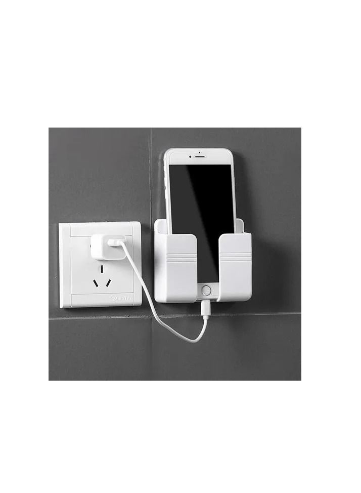 HEXABEX Wall Mount Phone Holder and Remote Holder Wall with 3M Adhesive, Phone Charger Stand, Damage-Free Charging Dock, Remote Control Storage Box for Bedroom, Kitchen, Office  - Image 1