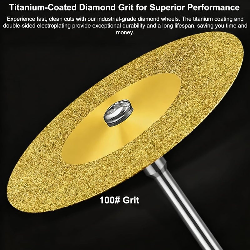 60mm 20Pcs Titanium Coated Diamond Cutting Wheel Set with 3mm Mandrels for Rotary Tool Glass Ceramics DIY - Image 5