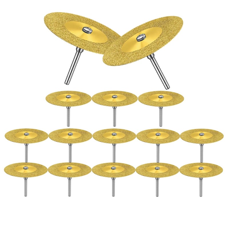 60mm 20Pcs Titanium Coated Diamond Cutting Wheel Set with 3mm Mandrels for Rotary Tool Glass Ceramics DIY - Image 1