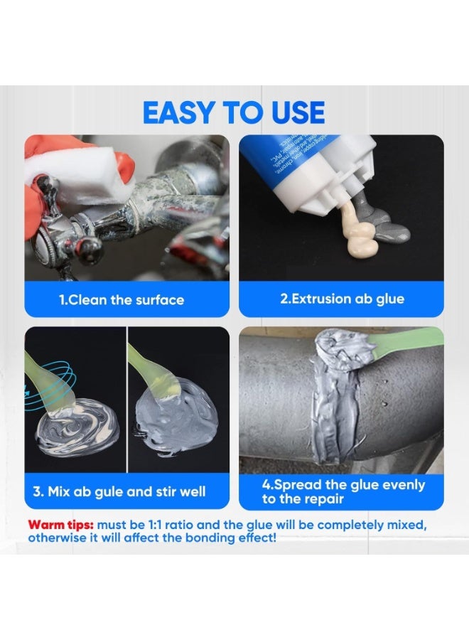 غراء إصلاح المعادن - لاصق معدني عالي القوة إلى معدن ، 1 حزمة لاصق معدني ، لاصق إيبوكسي معدني شديد التحمل ، لاصق إصلاح المعادن للترابط المعدني ، البلاستيك الصلب ، الحديد الزهر - Image 3