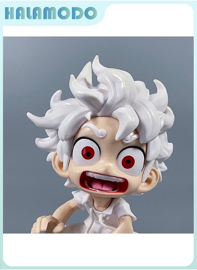 HALAMODO One Piece Q Version Surprised Expression Nika Luffy 14cm Cute Anime Figure Desktop & Car Decoration Gift  - Image 1