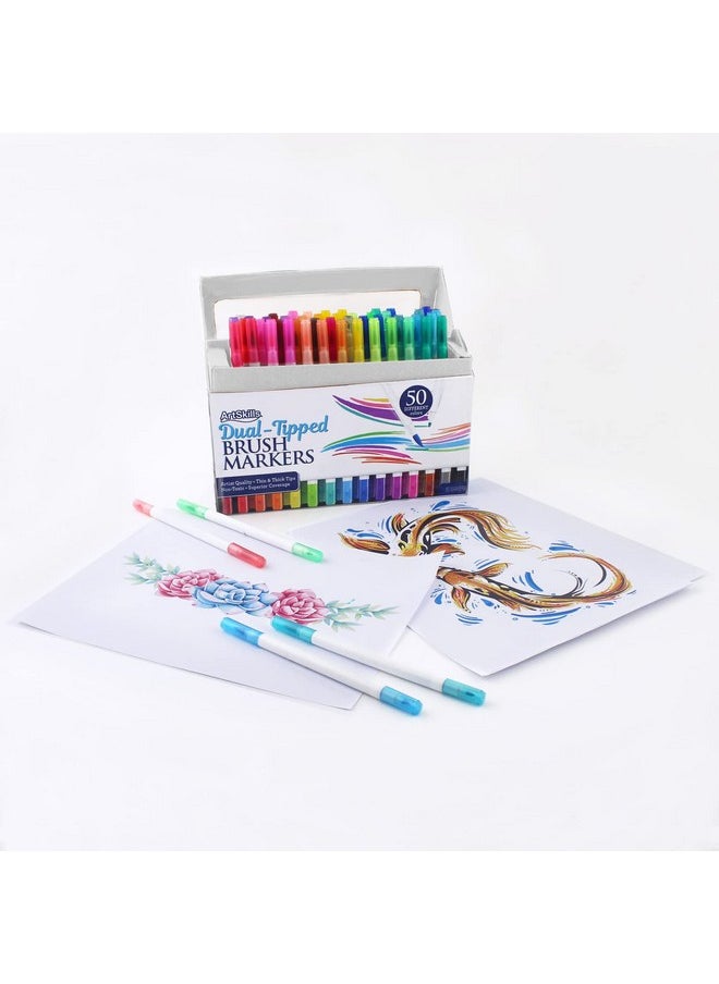 ArtSkills Dual Tip Fine & Brush Tip Markers For Adult Coloring Brush Markers 50Count  - Image 4