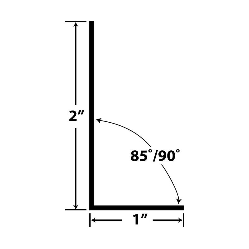 Outwater Plastics 1921-Bk Black 1'' X 2'' X 3/64''(.047'') Styrene Angle Plastic Angle Moulding 36 Inch Lengths (Pack of 4) - Image 2