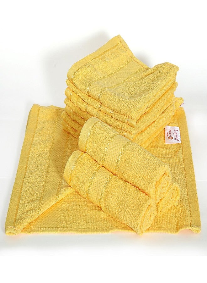 Layers مناشف وجه قطنية 100% من لايرز، عبوة من 12 منشفة | مجموعة إيفر فريش | 380 غرام/متر مربع، فائقة النعومة وعالية الامتصاص | لطيفة على البشرة | مقاومة للبهتان | منشفة وجه للرجال والنساء | 30 × 30 سم - أصفر - Image 1