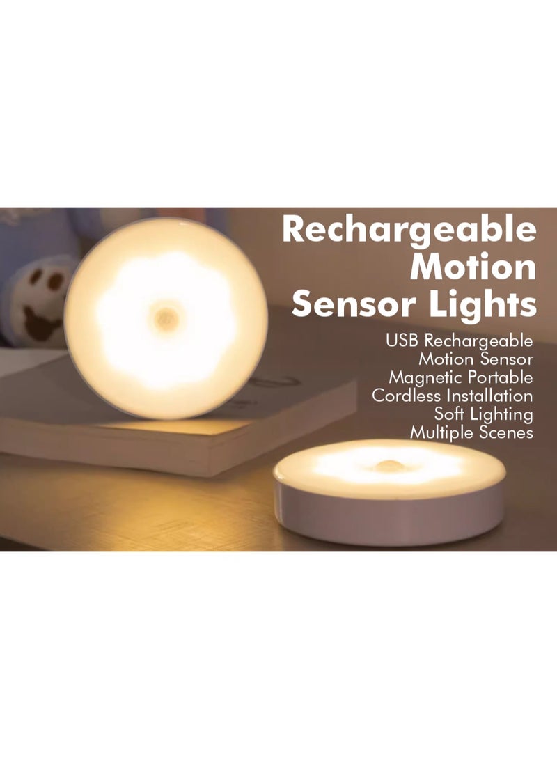 مصباح خزانة LED بمستشعر حركة قابل لإعادة الشحن – ضوء ليلي لاسلكي قابل للتركيب مع أوضاع إضاءة دافئة وبيضاء للخزانة والمطبخ والممر - Image 4