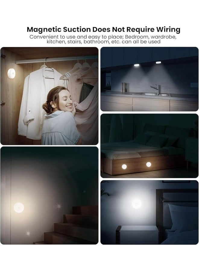 مصباح خزانة LED بمستشعر حركة قابل لإعادة الشحن – ضوء ليلي لاسلكي قابل للتركيب مع أوضاع إضاءة دافئة وبيضاء للخزانة والمطبخ والممر - Image 3