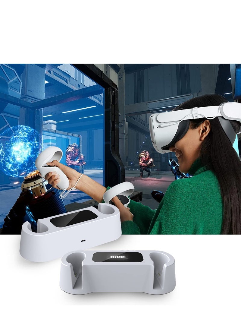 KASTWAVE Charging Dock for Oculus Quest 2 Controllers VR Accessories Charger Station for Oculus Quest 2 Controllers with 2 Rechargeable Batteries Fast Charging Station Set with Type-C Charging Cable - Image 5