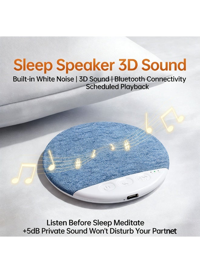 Bedside Sleep-Aid Bluetooth Speaker: High-quality sound right by your pillow—listen to music and audiobooks / Sleep timer / Built-in white noise / Ultra-slim and compact / Noise-canceling stereo / Portable with long battery life (blue linen texture) – A perfect holiday gift for classmates, coworkers, and friends and family - Image 2