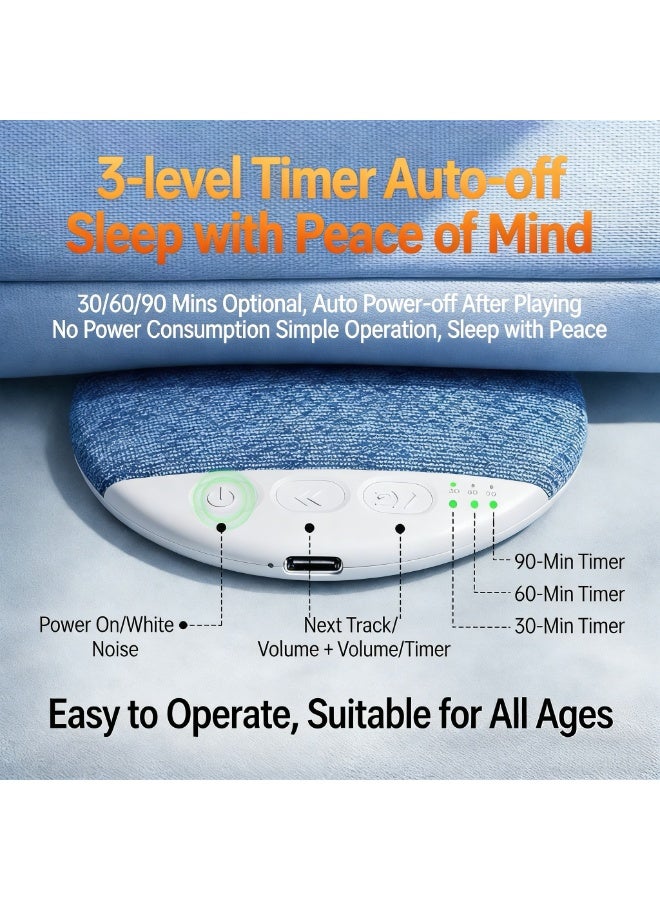 Bedside Sleep-Aid Bluetooth Speaker: High-quality sound right by your pillow—listen to music and audiobooks / Sleep timer / Built-in white noise / Ultra-slim and compact / Noise-canceling stereo / Portable with long battery life (blue linen texture) – A perfect holiday gift for classmates, coworkers, and friends and family - Image 5